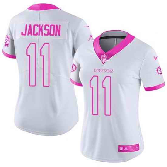 Nike Redskins #11 DeSean Jackson White Pink Womens Stitched NFL Limited Rush Fashion Jersey